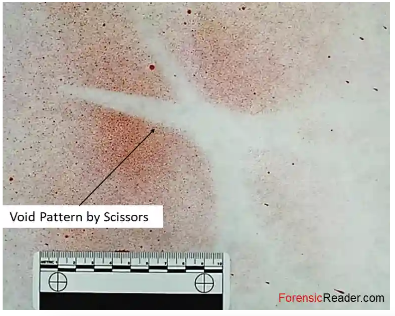 Ejemplo real de un void pattern dentro de una distribución de manchas de sangre