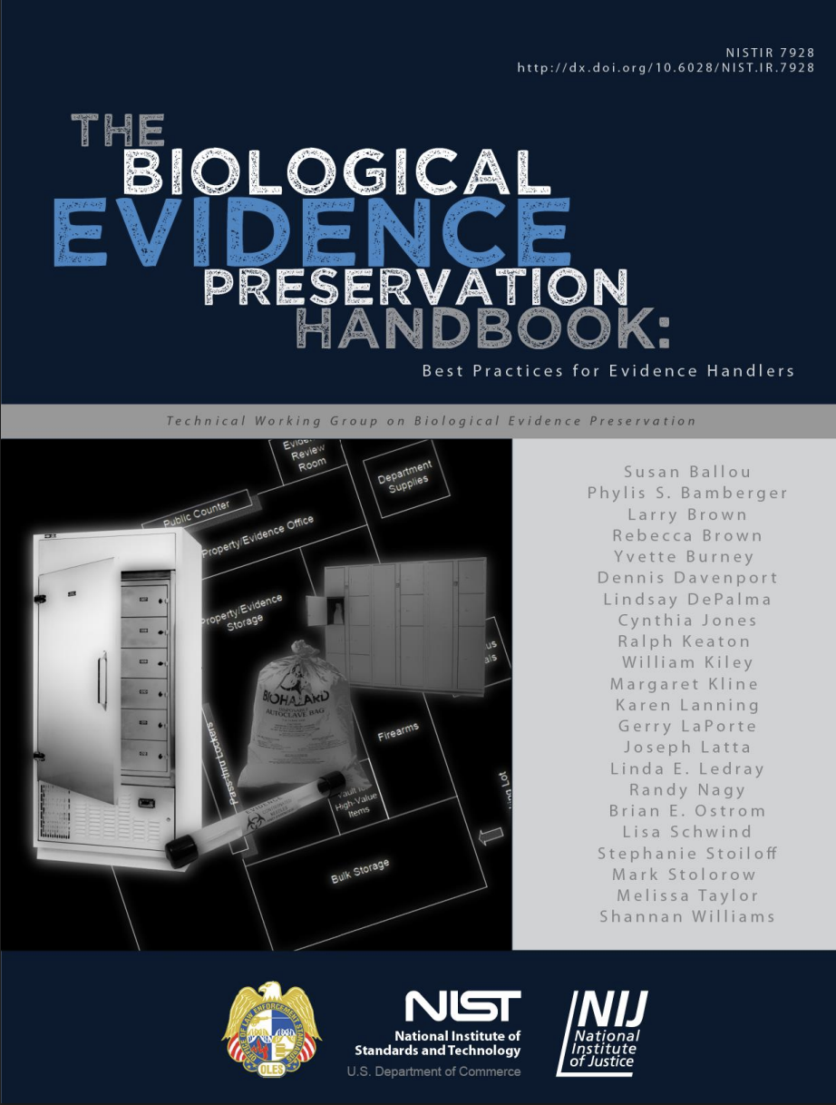 Portada del manual del NIST sobre preservación de evidencia biológica; enlace al PDF completo